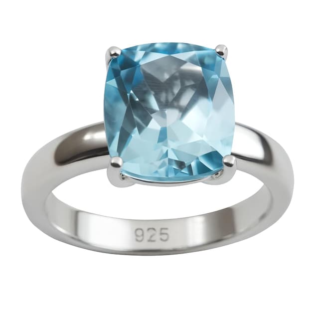 Detalle de Kissenschliff Blautopas Ring aus massivem 925 Sterling Silber (10x12 mm, US 7 / Ø 17,3) – handgefertigte Geschenkidee