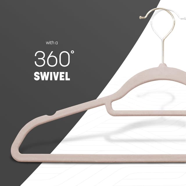 Detalle de KEPLIN Velvet Hangers 50 Pack (Blush Pink) – Non-slip velvet coat hangers with tie bar and 360° hook