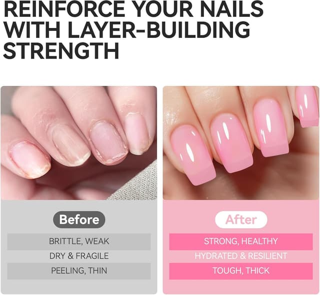 Thumbnail 6 de Gelike ec Vernis Durcisseur Ongles Fort et Croissance : base réparatrice rose pour ongles fins et cassants