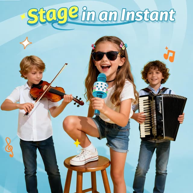 Detalle 2 de Fede Karaoke Mikrofon: drahtloses Bluetooth-Mikrofon mit Lautsprecher und LED-Licht