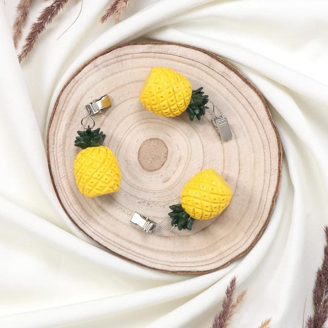 Detalle de com-four® set da 8 pesi per tovaglie con clip design ananas, circa 40 g ciascuno