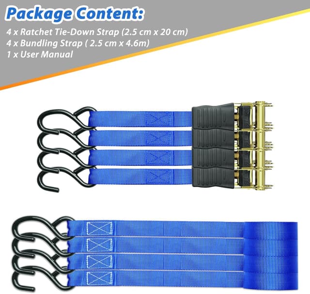 Thumbnail 6 de Ohuhu Spanngurte mit Ratsche (2-teilig, 4er-Set) 25 mm, 4,6 m – mit S-Haken und Ratschenverschluss