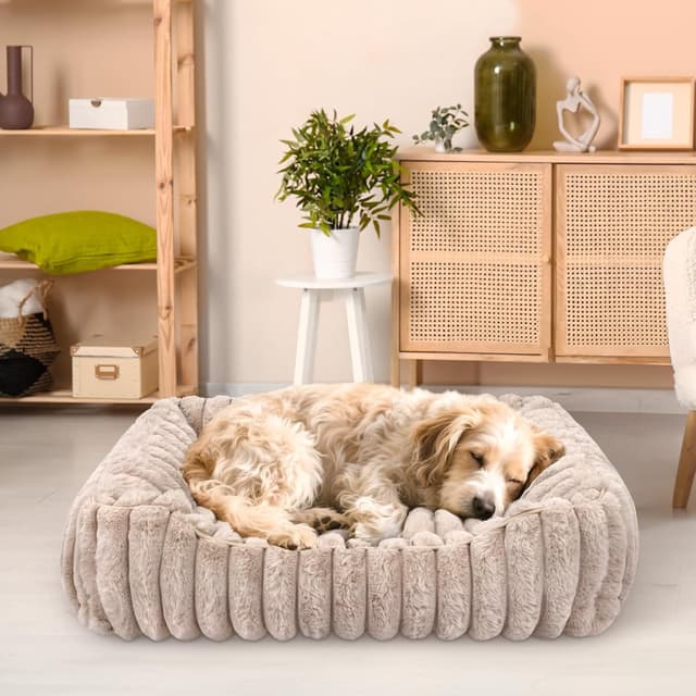 Detalle de Arquiel quadratisches Katzenbett 70 x 70 cm mit rutschfester Unterseite (braun)