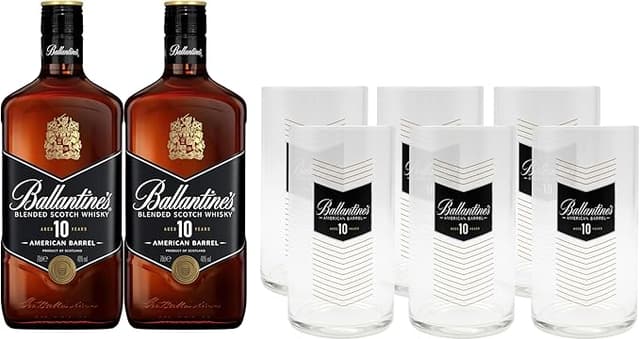 Imagen de Ballantine's 10 Whisky Escocés con Vasos – Pack 2 x 700 ml 🥃 en OfertitasTOP