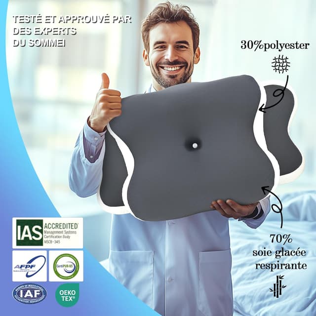 Thumbnail 6 de Oreiller ergonomique cervical CloudNook en mémoire de forme, soutien de la nuque respirant