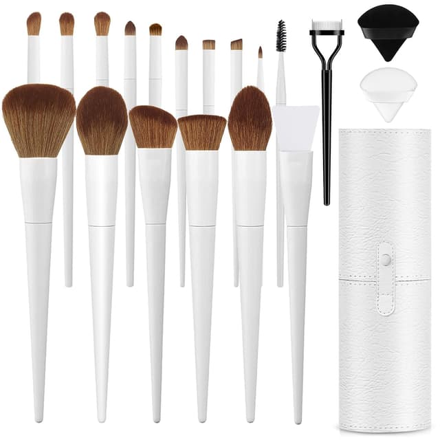 Detalle de LUXBRU 20-Piece Makeup Brush Set with Case: Foundation, Powder, Eyes, Brows & More