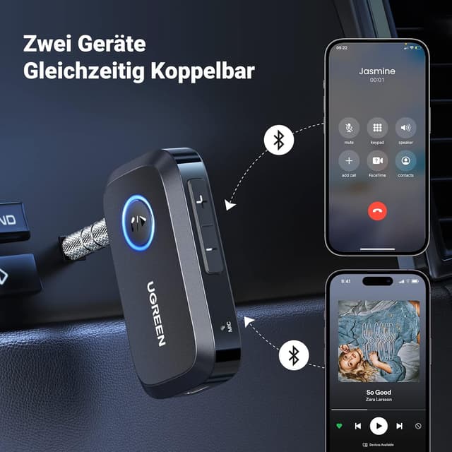 Thumbnail 6 de UGREEN Aux Bluetooth Adapter Auto 15 Stunden