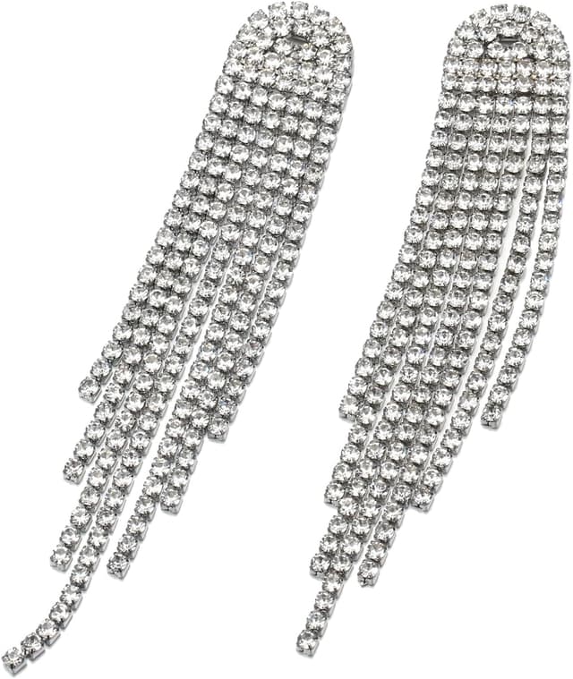 Thumbnail 6 de Boucles d’oreilles pendantes Clearine en strass à longues gouttes, ton argent