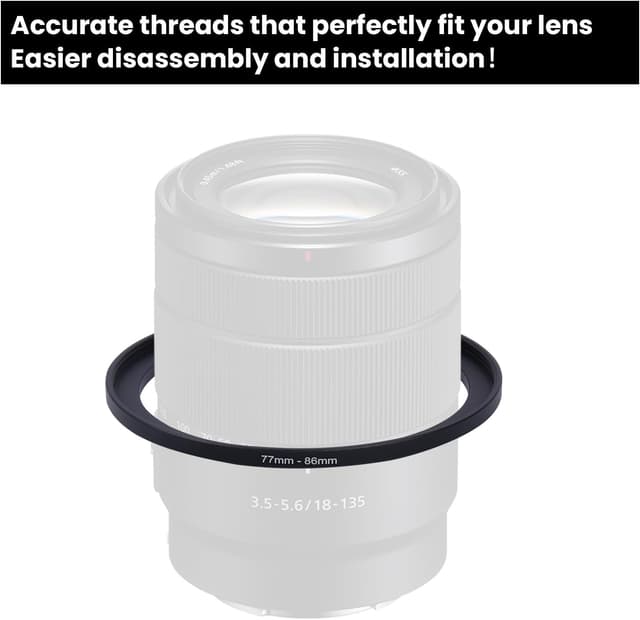 Detalle de Metall Step-Up Ring Filteradapter 77 mm auf 86 mm – Adapterring für UV-, CPL- und ND-Filter
