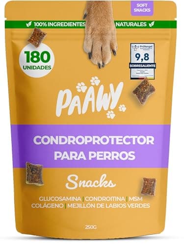Detalle de Paawy Condroprotector para Perros con 180 snacks (glucosamina, condroitina, MSM y colágeno) para movilidad y artrosis