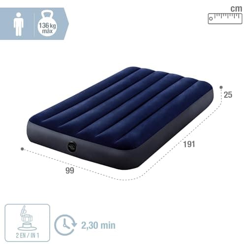 Detalle 2 de Intex Classic Downy Dura-Beam (99x191x25 cm): colchón hinchable individual para camping e interior