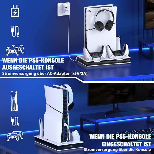 Detalle 1 de PS5 Slim Zubehör Ständer mit 3 USB Ports