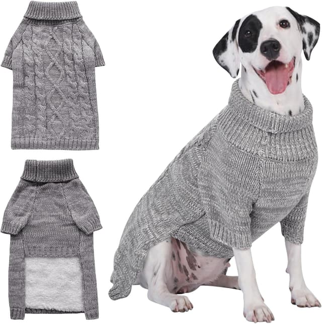 Detalle de CCKUU dog knit jumper vest (soft plush, thick wool feel) – Light Grey, size S