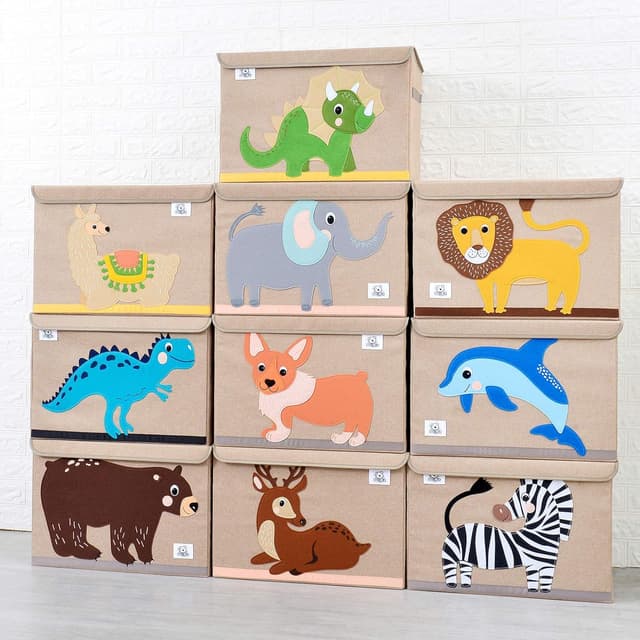 Detalle de CLCROBD Foldable Kids Large Toy Chest (Dinosaur) with Flip-Top Lid
