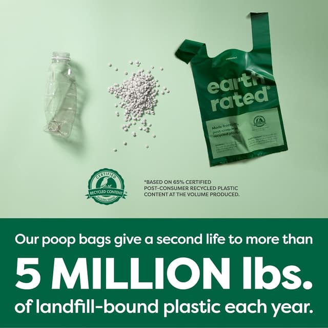 Detalle de Earth Rated Dog Poo Bags with Handles (Lavender Scent), 120 Bags – Leakproof & easy tie