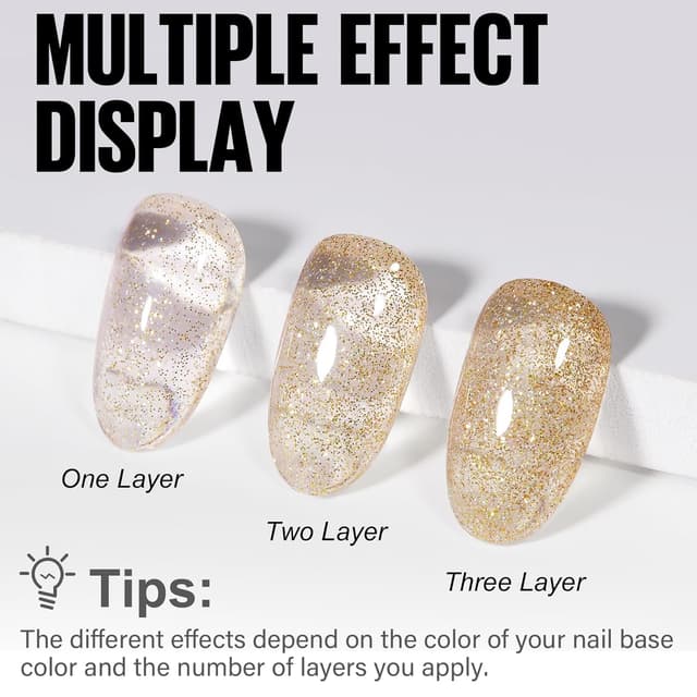 Detalle de TOMICCA UV-Nagellack Glitter Gold (15 ml) für UV/LED – Gel-Nagellack für Winter- & Nail-Art
