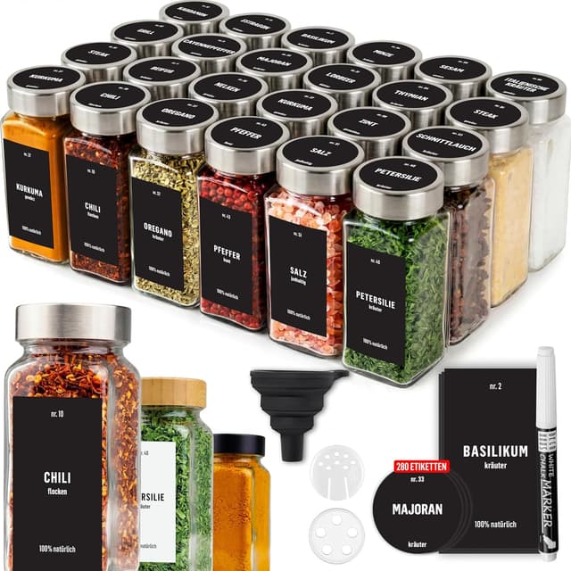 Detalle de Deco haus Gewürzgläser eckig 24er Set