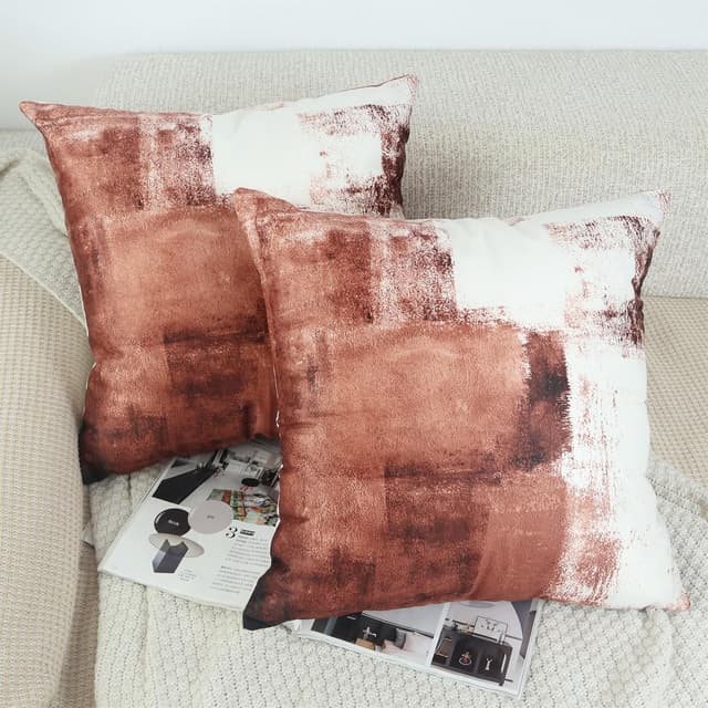 Detalle de OYIMUA Deko-Kissenbezug 50x50 im 2er-Set aus Samt (Quadrat) – mit verdecktem Reißverschluss