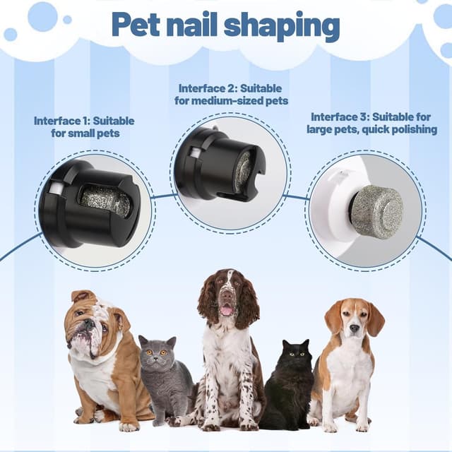 Detalle de Heusom Silent Groom Pro Nail Grinder (Quiet dog & cat nail grinder) with 3-speed control, LED light and USB rechargeable battery