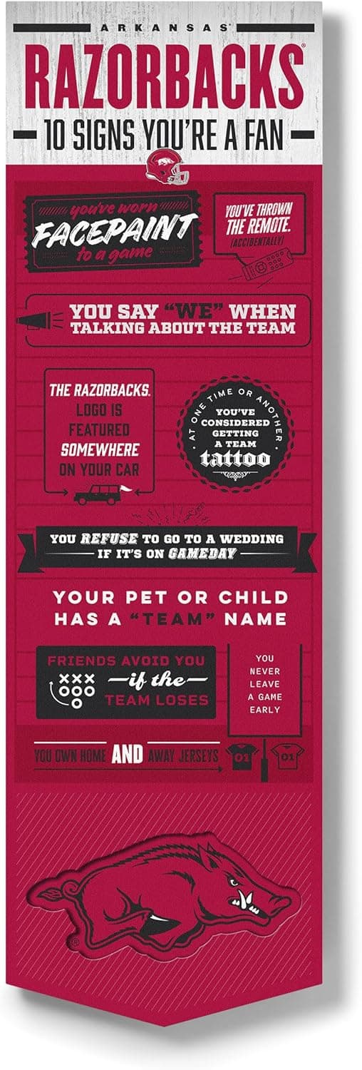 YouTheFan Officially-Licensed NCAA 6x19 Top 10 Signs Banner (3D wall decor, humor sports fan phrases)