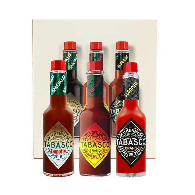Detalle de Tabasco Hot Sauce Geschenkset (3er-Pack) mit Scorpion, Habanero & Chipotle – scharfe Soße im 60-ml-Set