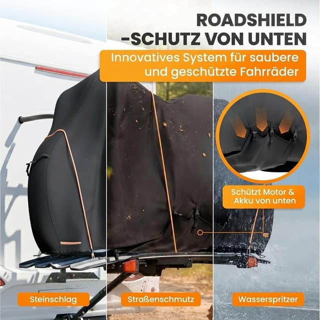 Detalle 2 de NATURIZ® Fahrradabdeckung Heckträger wasser- und reißfest für 2 Fahrräder (mit 6 m Spannseil)