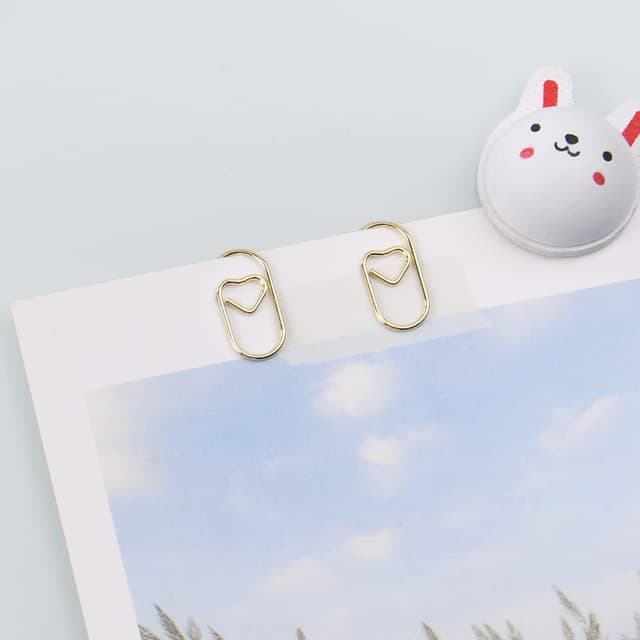 Detalle 2 de Vicloon Büroklammern-Set Herz Gold (130 Stück) mit Transparentbox