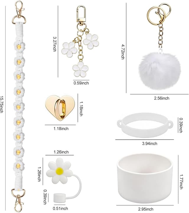 Detalle 2 de CLTTCLLCT 7‑piece Stanley Cup accessories set for 30oz and 40oz tumblers (white)