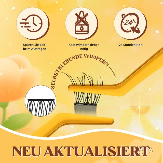 Detalle de QUEWEL Selbstklebende Wimpern Cluster 60 Stk. (10–16 mm) – ohne Kleber, wiederverwendbar