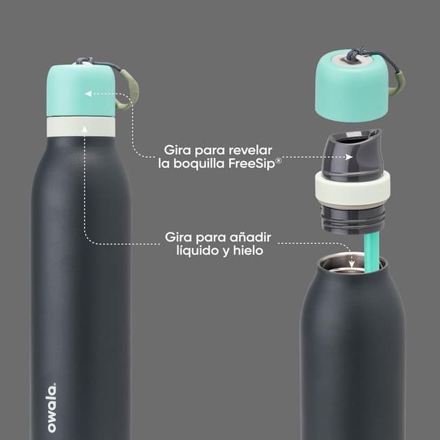 Thumbnail 2 de Owala FreeSip Twist Insulated Stainless Steel Water Bottle (24-oz) with Straw, Blue/Grey