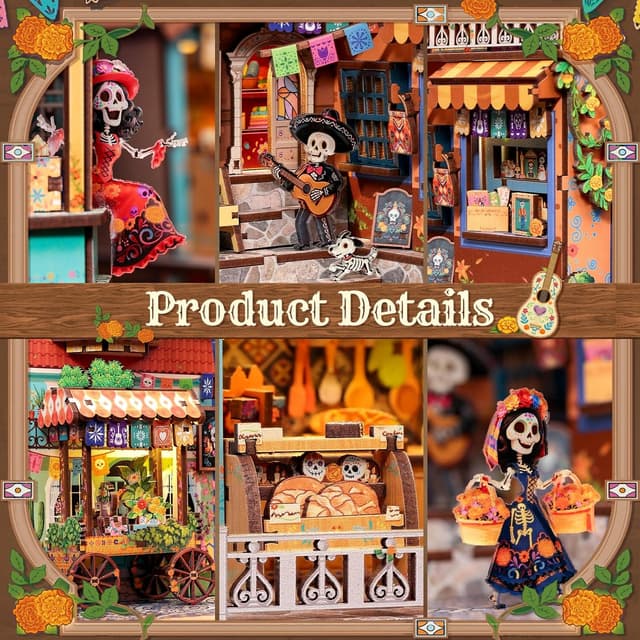 Detalle 1 de CUTEBEE Book Nook Kit Plaza de los Muertos