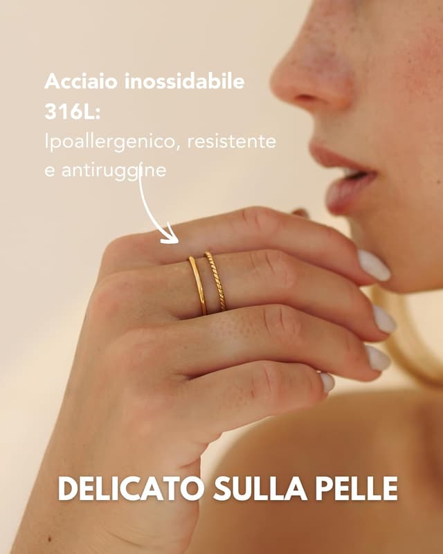 Detalle 2 de GD GOOD.designs EST. 2015 Anello da donna regolabile doppio in acciaio inossidabile impermeabile (aperto)