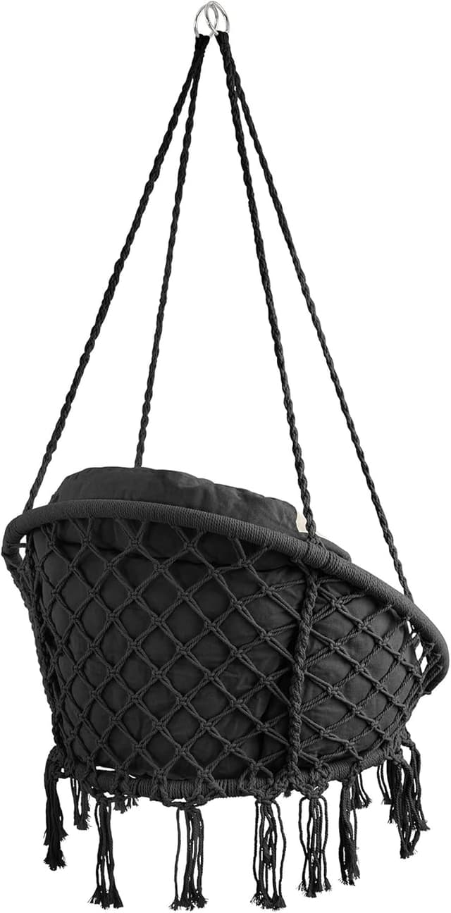 Thumbnail 4 de tectake Columpio Jardín Exterior silla colgante negro