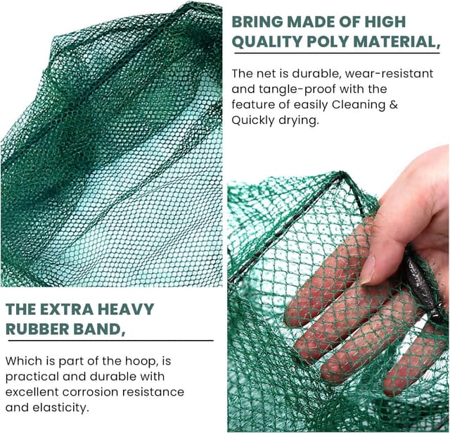 Detalle de KK'S GLAMS Telescope Fishing Landing Net (Foldable 1.5m Aluminium Pole, 43cm Net) — Silver & Green