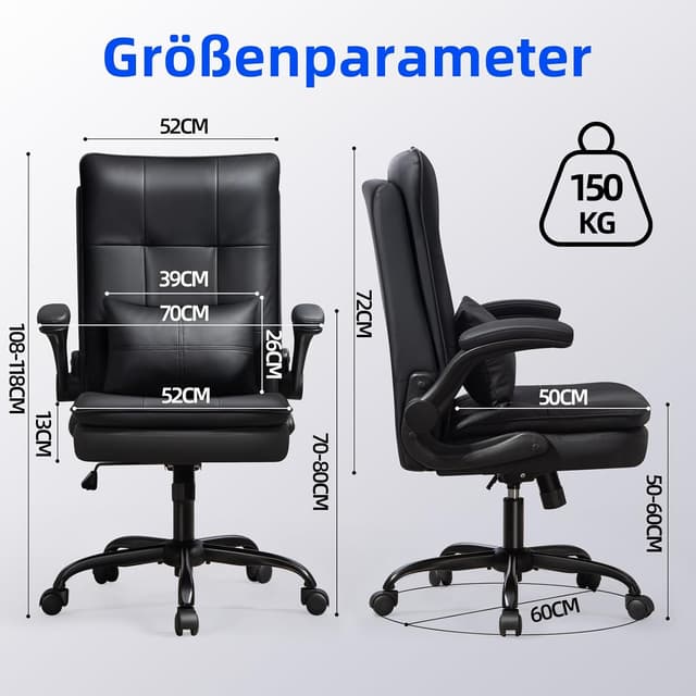 Detalle de Asukale Bürostuhl Ergonomisch 150 kg 💺