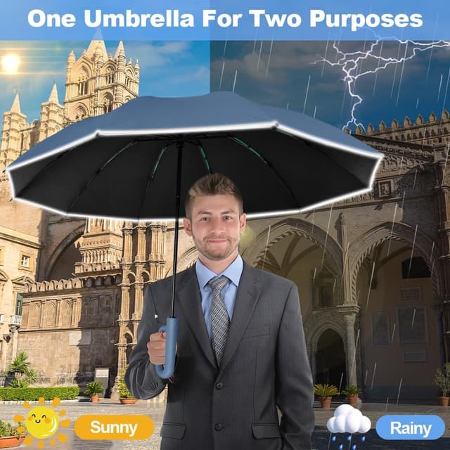 Thumbnail 7 de Vicloon Paraguas Plegable Antiviento y UV Azul ☀️🌧️