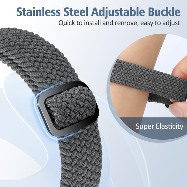 Detalle de SHIJZWD Elastic Braided Straps for Fitbit Charge 5/6 – Breathable nylon loop replacement bands