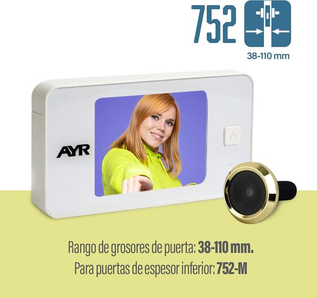 Detalle 2 de AYR Mirilla Digital 752 Blanco/Latón