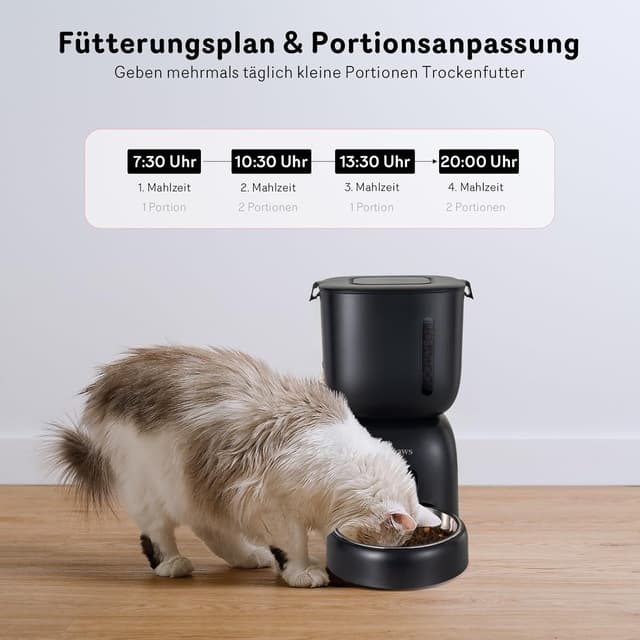 Detalle 2 de Sarpaws Futterautomat Katze & Trinkbrunnen FW1 mit Timer und programmierbarer Portionskontrolle (3 L)