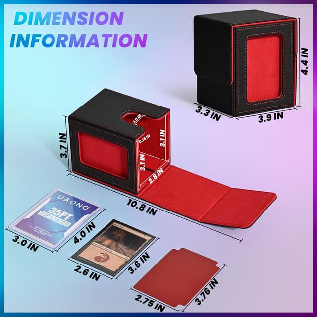 Detalle 2 de UAONO Magic Deck Box für MTG Commander (EDH) mit Top Loader, 2 Trennwänden und Magnetschluss