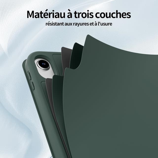 Thumbnail 6 de Coque ZOPSGYU pour iPad Air 11 pouces (M4/M3/M2, Air 5/4) avec porte-stylet intégré et veille/réveil automatique – Vert foncé