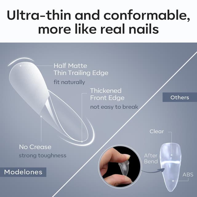 Detalle 2 de Modelones Almond Fake Nail Tips 510 pcs Almond Nails ๐