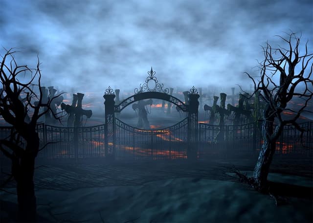 Detalle de CORFOTO Horror Night Cemetery Backdrop, 2.1m x 1.5m polyester photo booth background