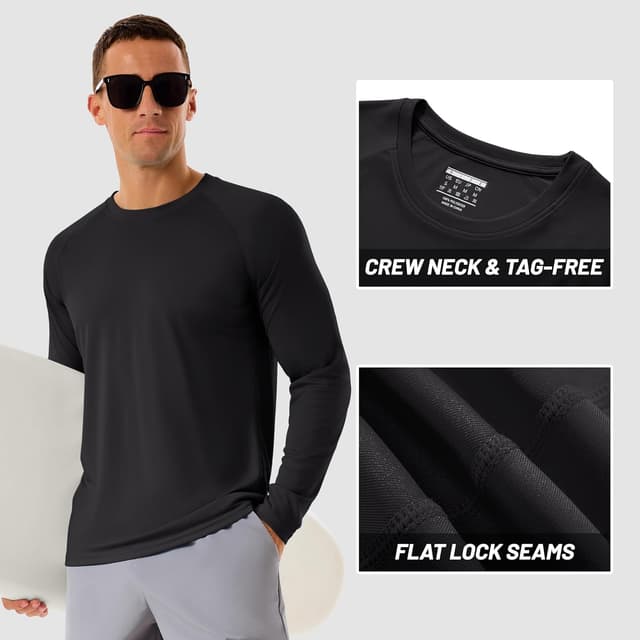 Detalle 2 de TACVASEN Herren UPF 50+ UV-Schutz Langarmshirt für Outdoor & Sport (Rashguard)