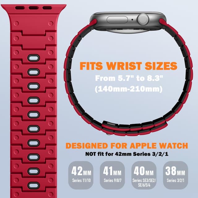 Detalle 2 de Bandletic Magnetic Straps for Apple Watch Series 11/10 (42mm), Series 9/8/7 (41mm) and more — soft silicone magnetic strap