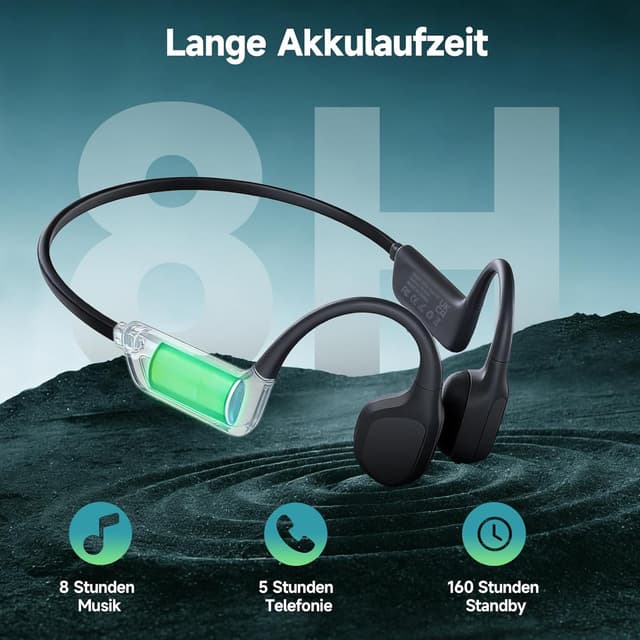 Detalle de sunvito Kopfhörer Schwimmen mit Knochenschall, Bluetooth 5.4, IPX8 und 8G Speicher