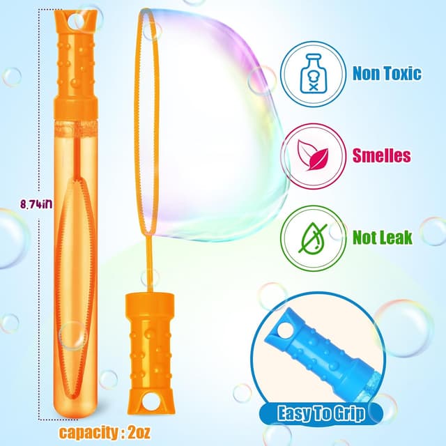 Detalle 2 de SpringFlower 48-Pack Bubble Wands (6 Colors) with Bubble Solution for Summer Parties