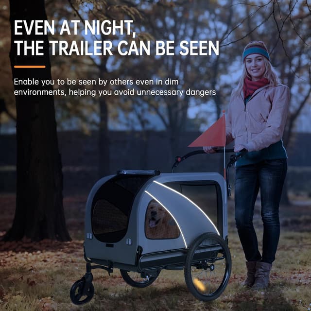 Detalle de Fiximaster 2-in-1 XXL Fahrradanhänger für Hunde (klappbar, Dachöffnung, reflektierend)