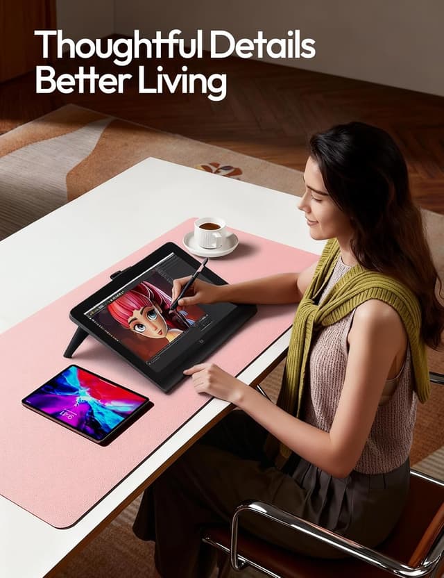 Detalle de YSAGi Leather Desk Protector & Large Mouse Mat (Light Pink, 35.4" x 17")