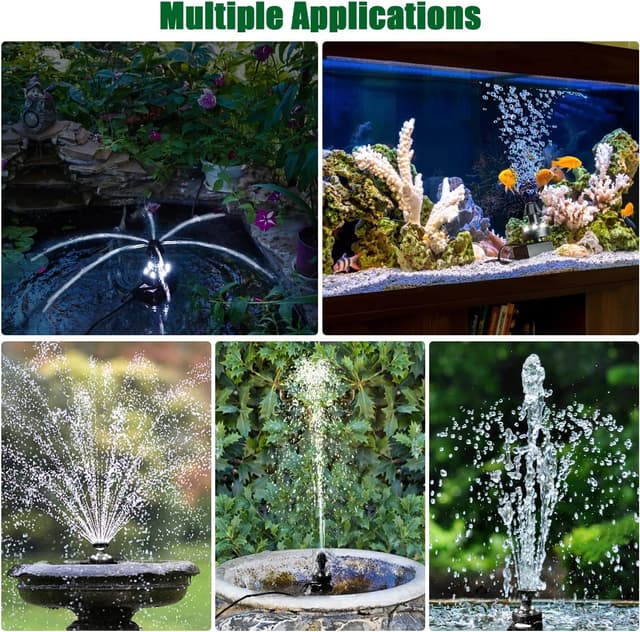 Detalle 2 de SZMP 24-Hours Working Pond Fountain Pump with 7 Nozzles and 6 LED Lights (UK plug)